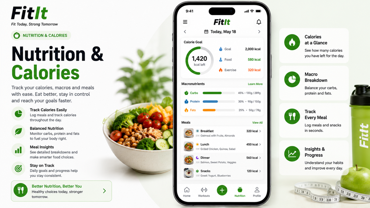 FitIt calorie and nutrition tracking screen illustration