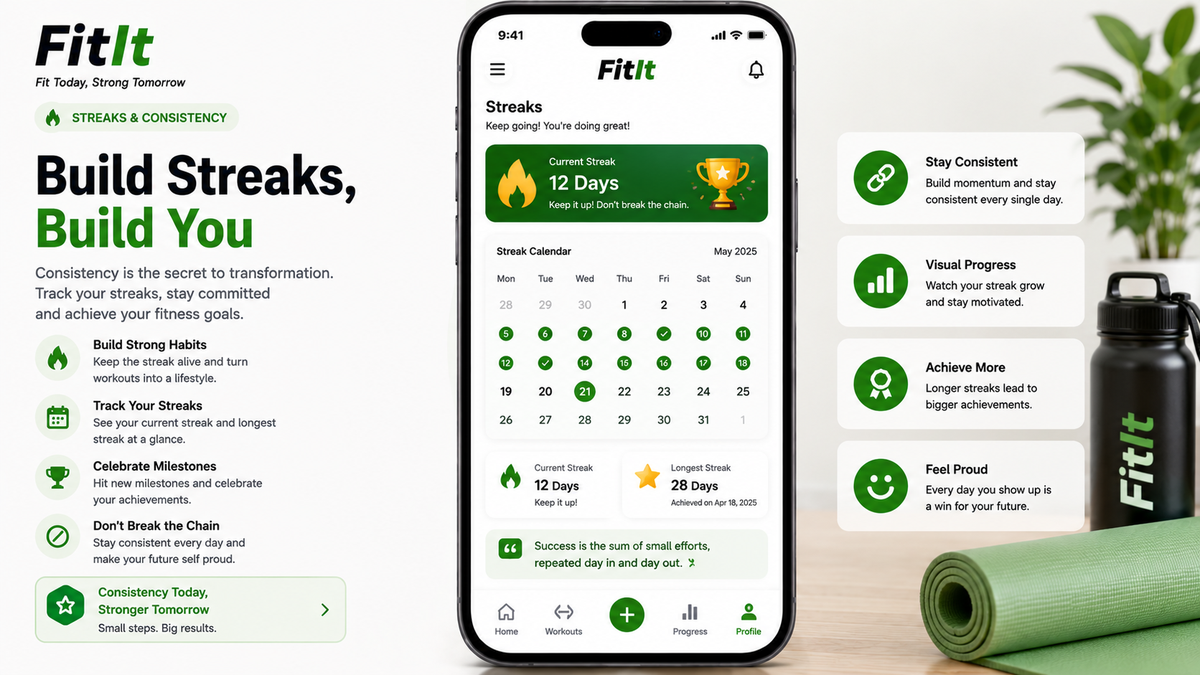 FitIt pilates workout session contributing to a daily streak