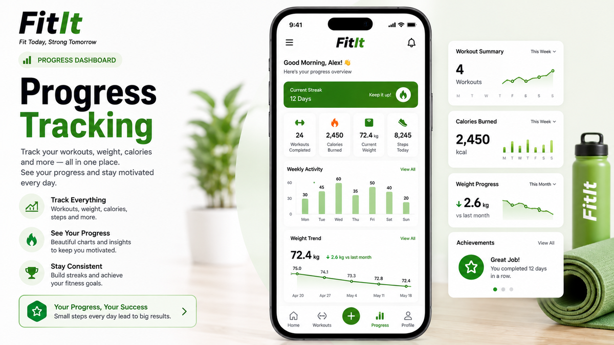 FitIt tracking dashboard overview with weekly summaries